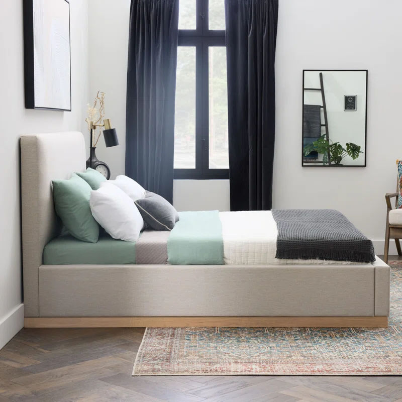 Grounded Upholstered Wood Base Bed thumbnail 3