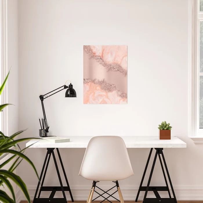 Rose Gold Blush Pink Agate Geode Glitter Poster 30x40  thumbnail 2