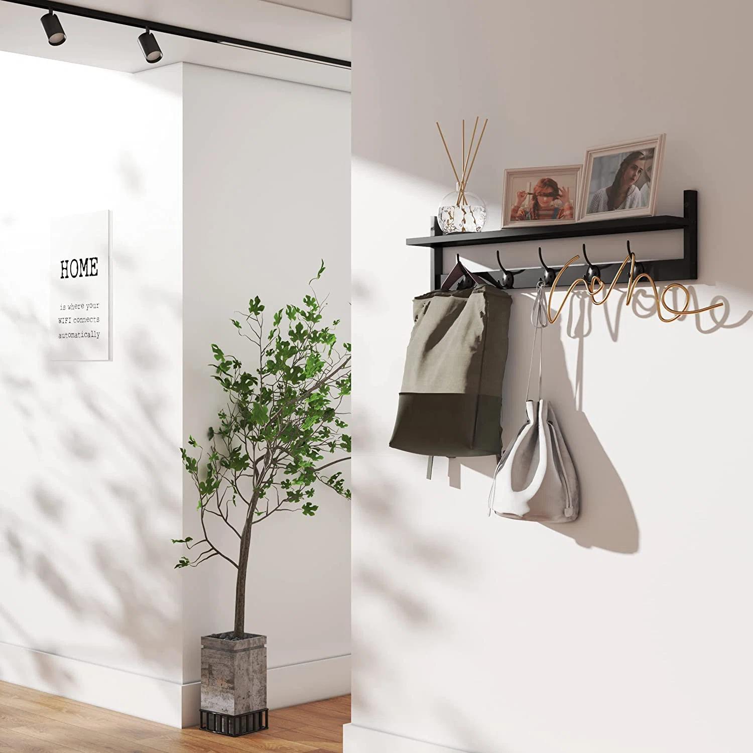 Eastthorpe Solid Wood 5 Hook Wall Mounted Coat Rack thumbnail 2