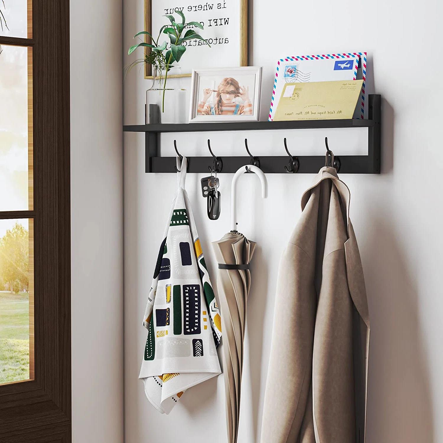 Eastthorpe Solid Wood 5 Hook Wall Mounted Coat Rack thumbnail 3