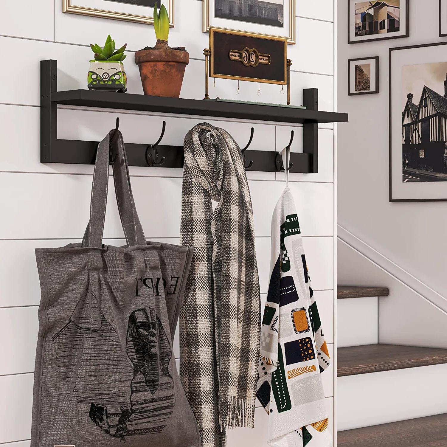 Eastthorpe Solid Wood 5 Hook Wall Mounted Coat Rack thumbnail 4