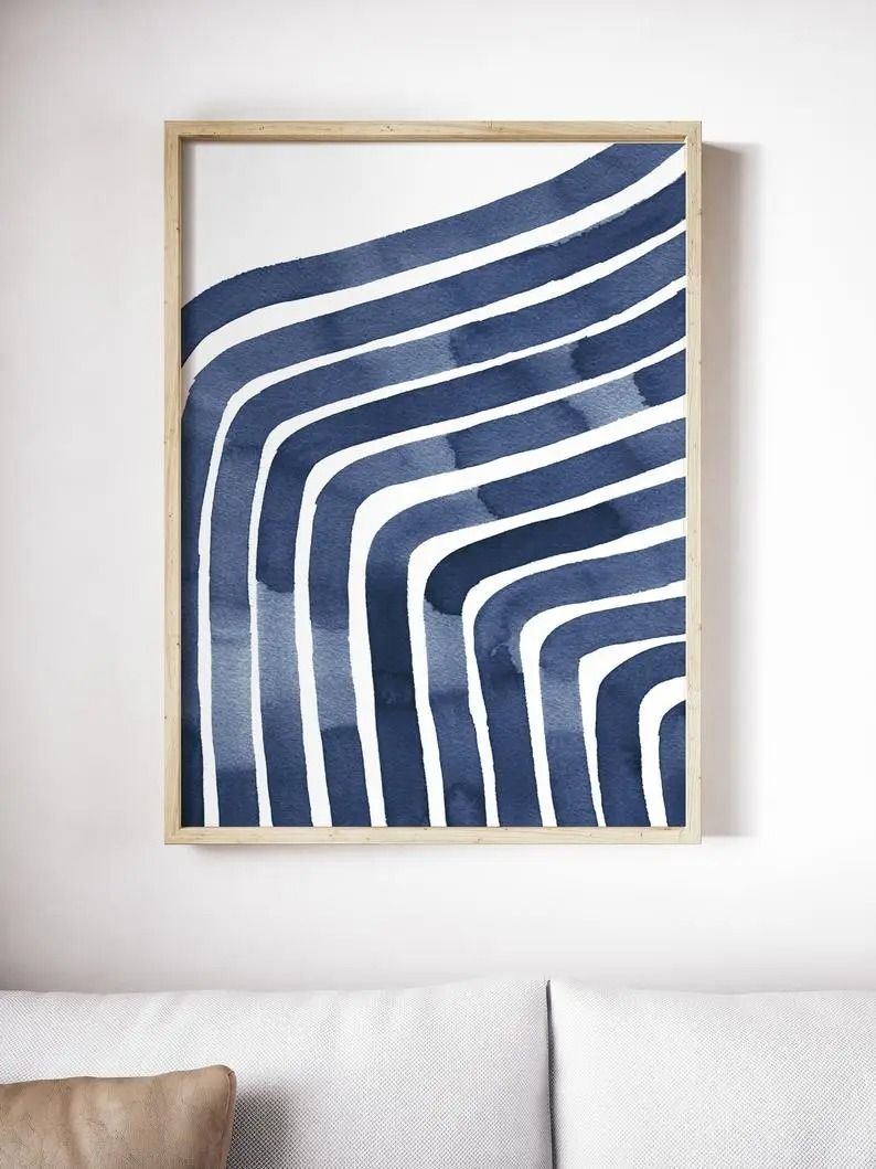 Navy Blue Lines Frame Print 16x20 thumbnail 2