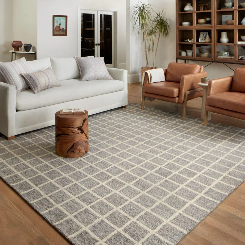 Chris Loves Julia x Loloi Polly Checkered Slate/Ivory Area Rug thumbnail 3