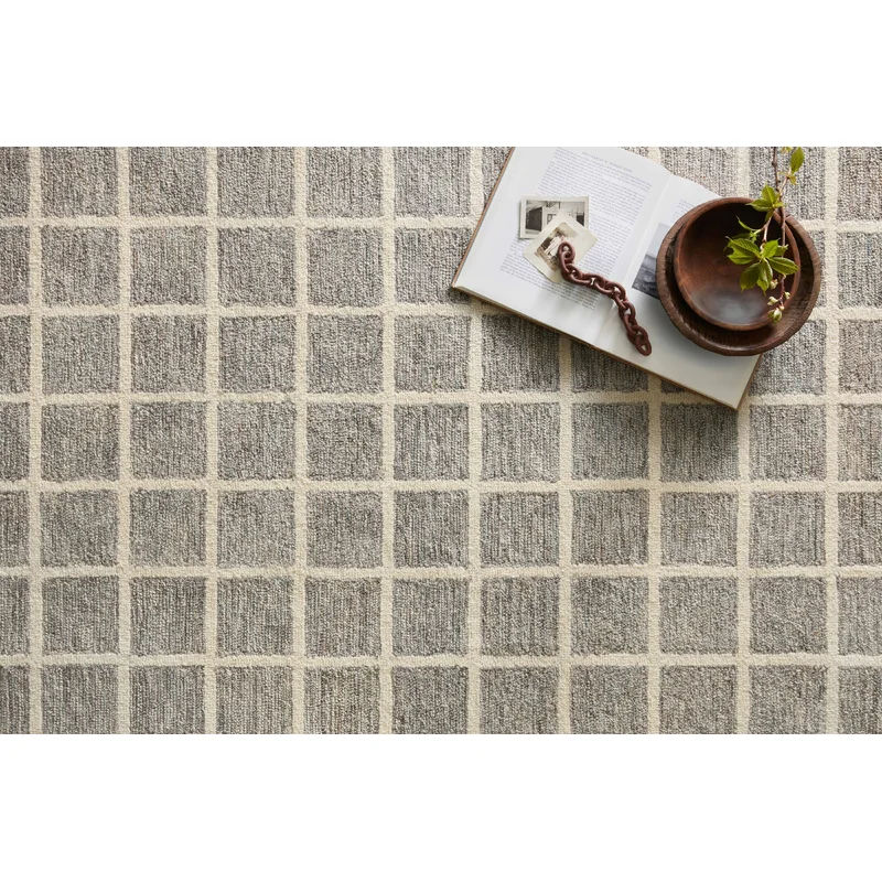 Chris Loves Julia x Loloi Polly Checkered Slate/Ivory Area Rug thumbnail 5