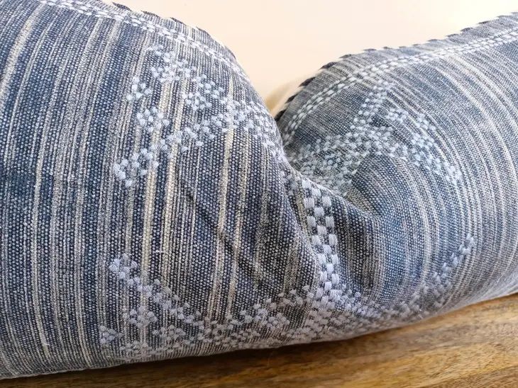 Rug Design Cactus Silk Blue Cotton Pillow Cover 28"x12" thumbnail 3