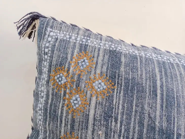 Rug Design Cactus Silk Blue Cotton Pillow Cover 28"x12" thumbnail 4