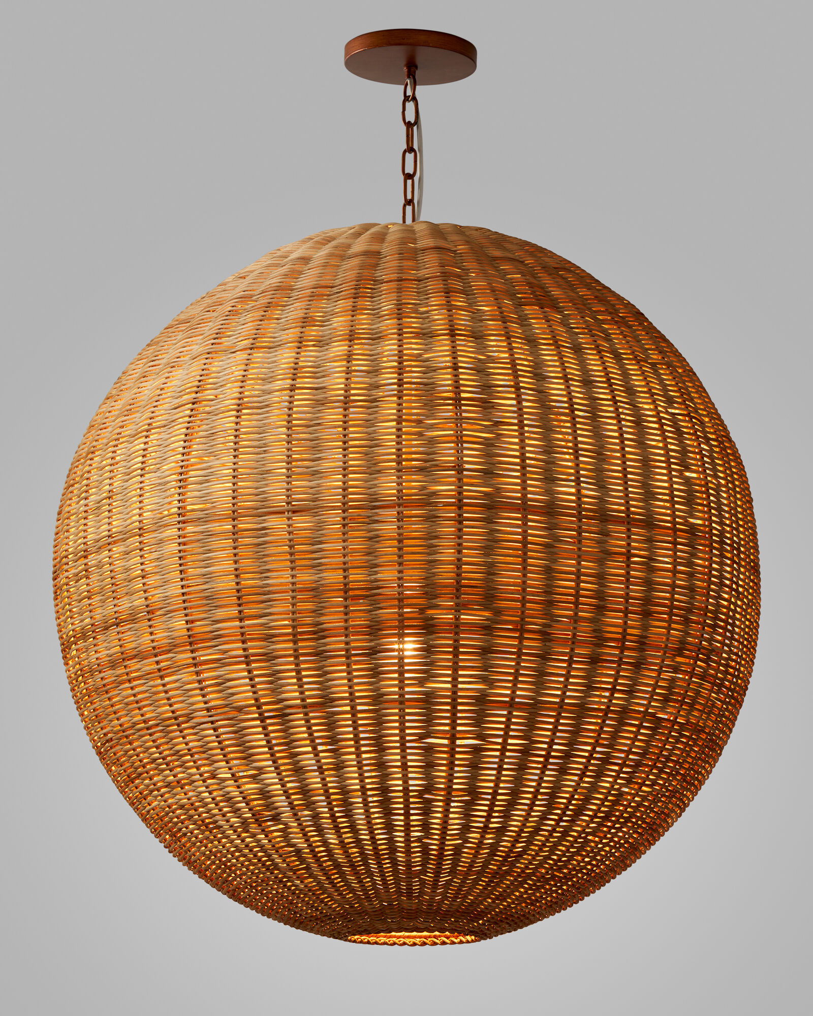 Santa Barbara Rattan Round Pendant-34" thumbnail 2
