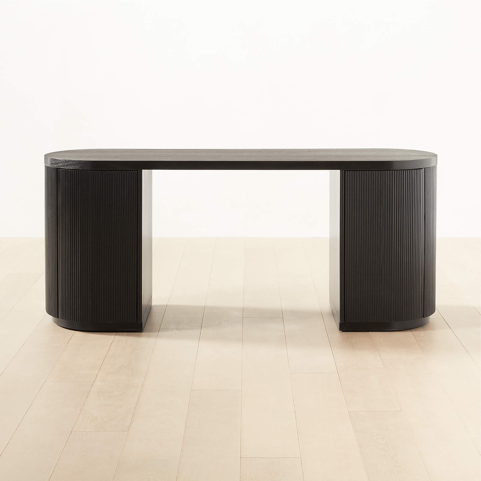 Reid Oval Black Wood Storage Desk thumbnail 2
