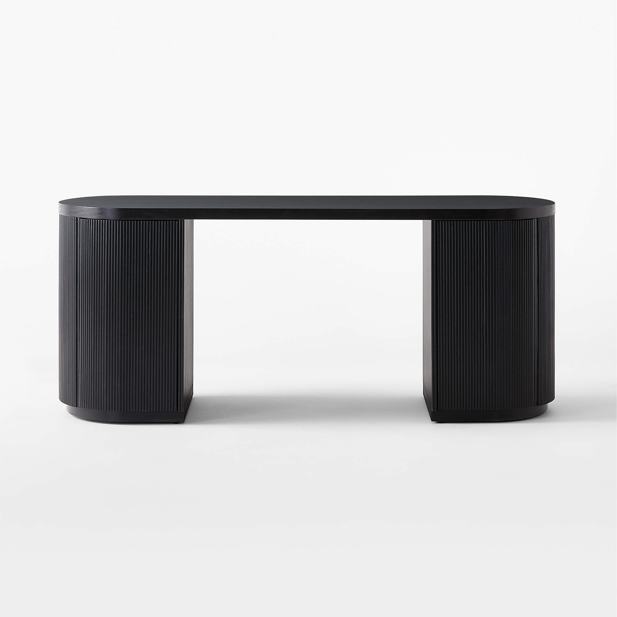 Reid Oval Black Wood Storage Desk thumbnail 3