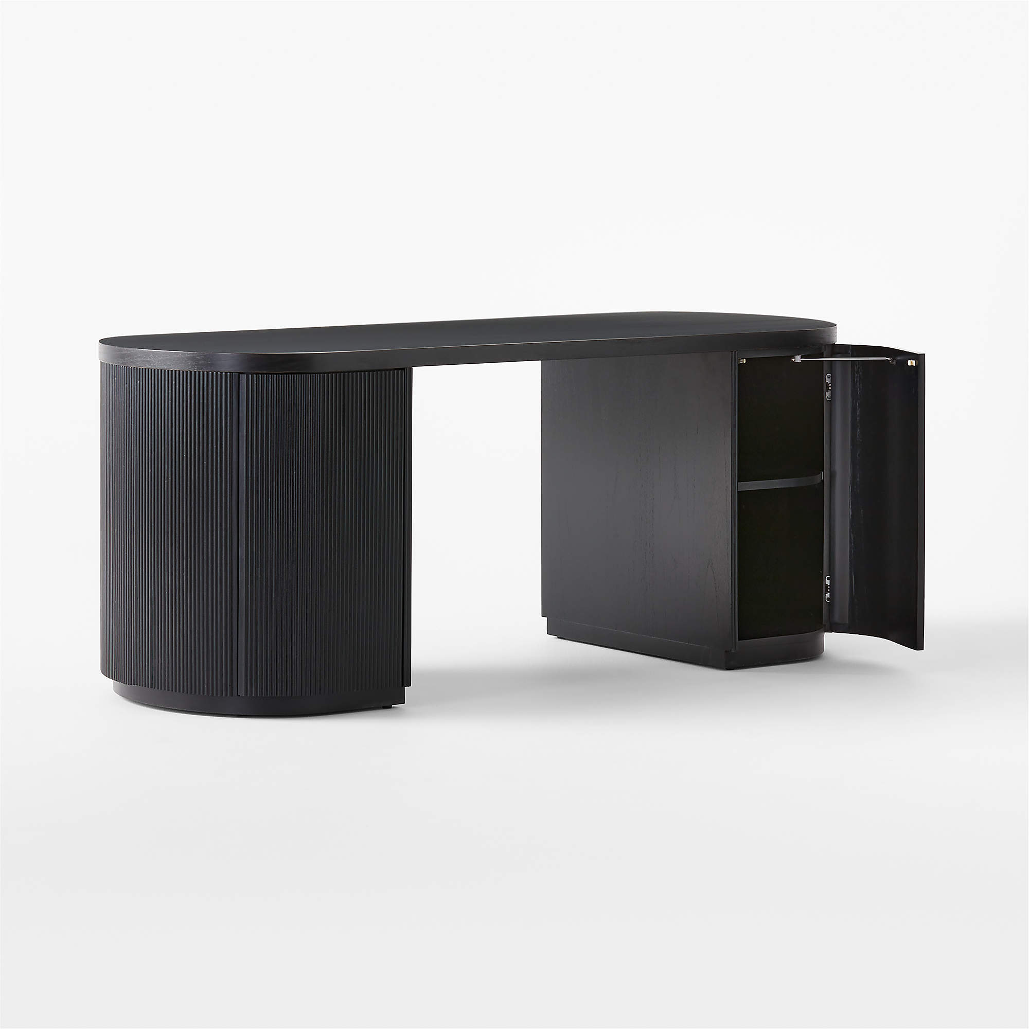 Reid Oval Black Wood Storage Desk thumbnail 5