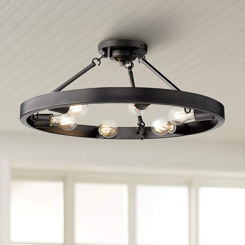 Castile 24" Wide Matte Black 6-Light Ceiling Light thumbnail 2