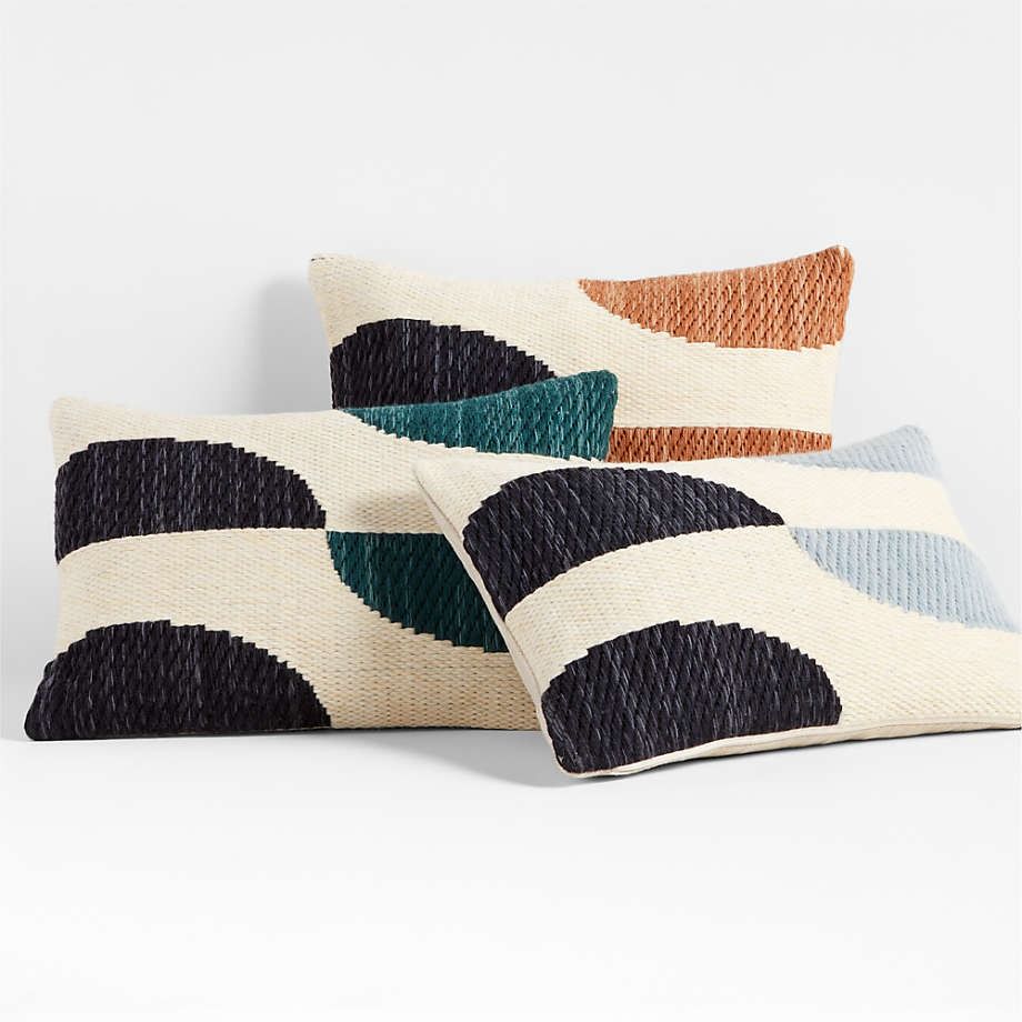Modern Crescent Kilim 22x15 Mist Blue Pillow with insert thumbnail 2