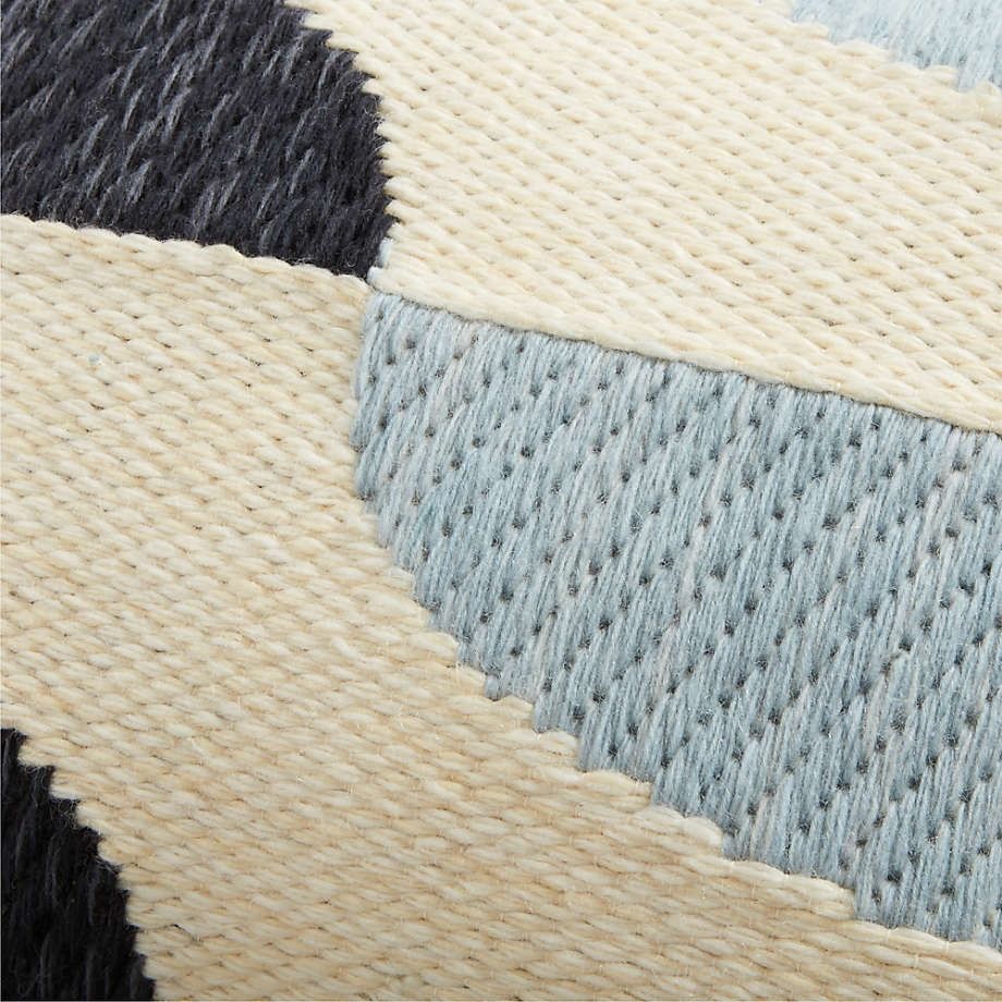 Modern Crescent Kilim 22x15 Mist Blue Pillow with insert thumbnail 4