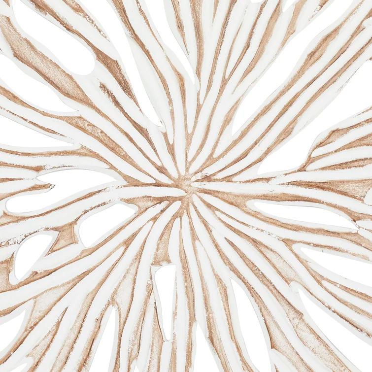 Beige Wood Handmade Intricately Carved Starburst Wall Decor thumbnail 3