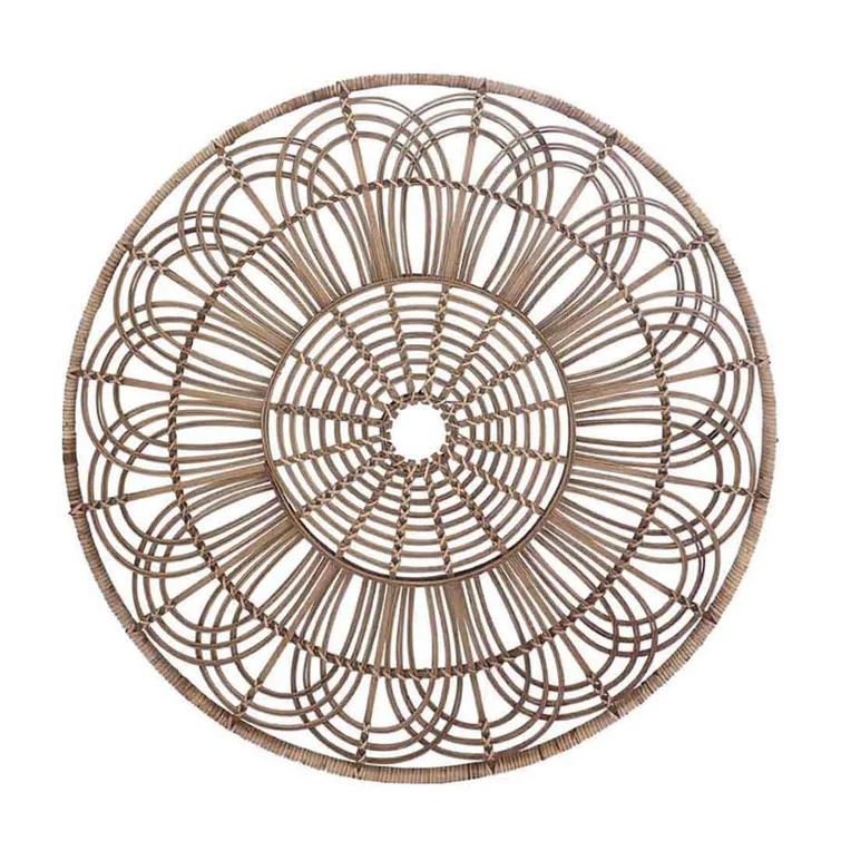 36" Round Wicker Wall Decor - Brown Hanging Decorative Circle - Contemporary Rustic Decor thumbnail 2