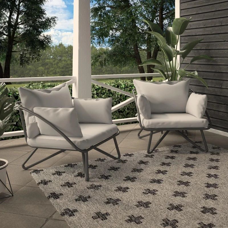 Teddi Patio Chair with Cushions Set of 2 thumbnail 2