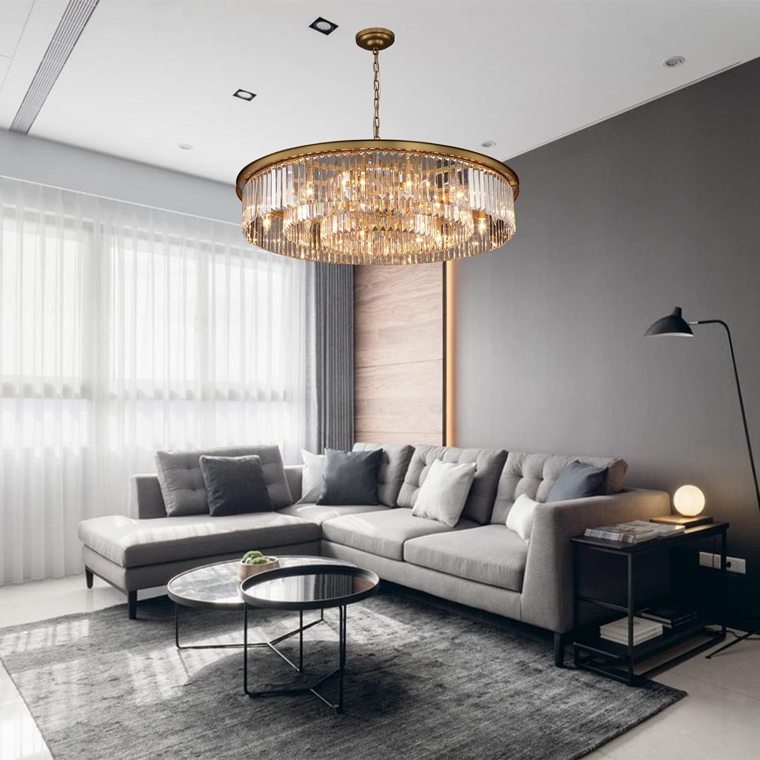 GMlixin Large Crystal Chandelier Modern Luxury Pendant Ceiling Lights Fixture thumbnail 2
