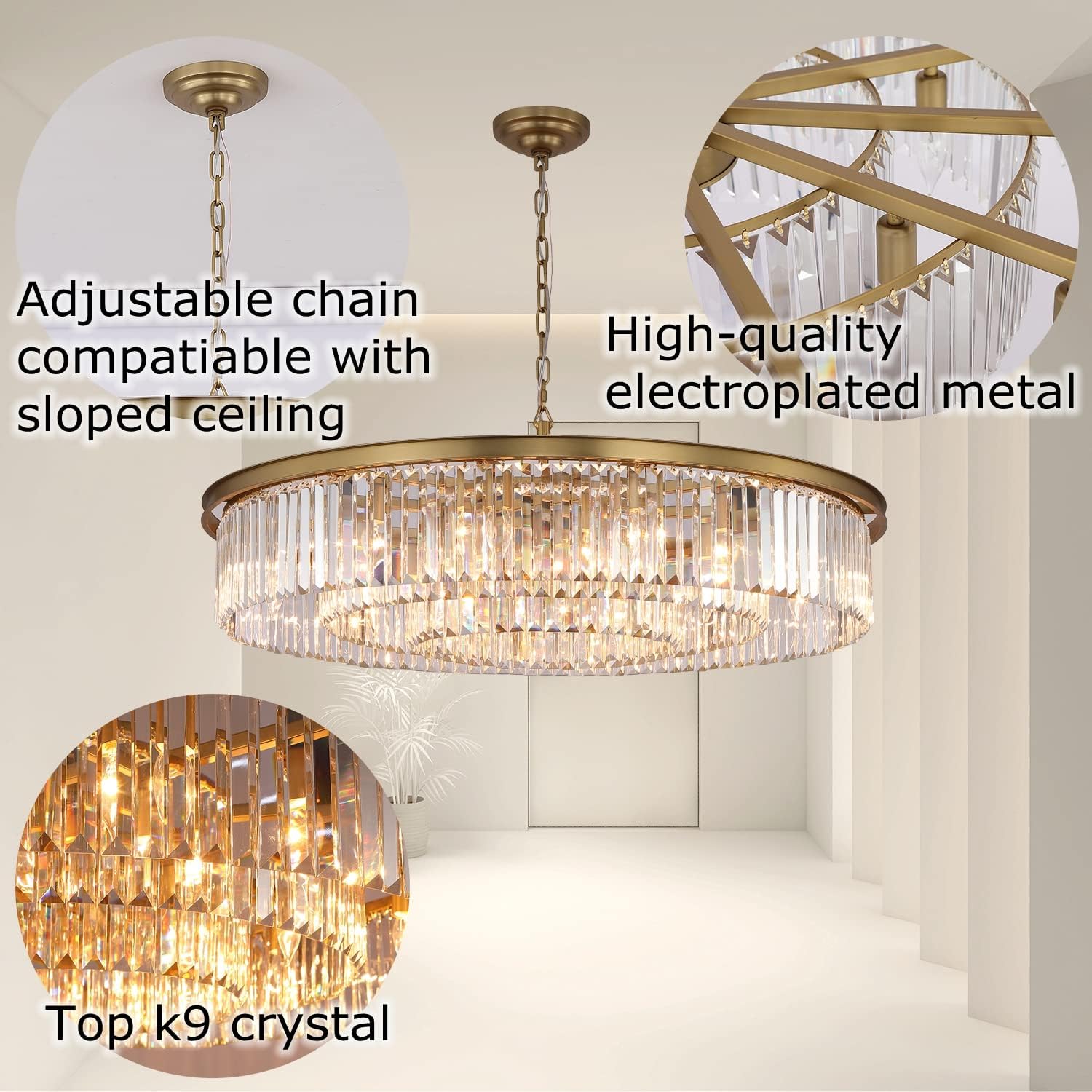 GMlixin Large Crystal Chandelier Modern Luxury Pendant Ceiling Lights Fixture thumbnail 6