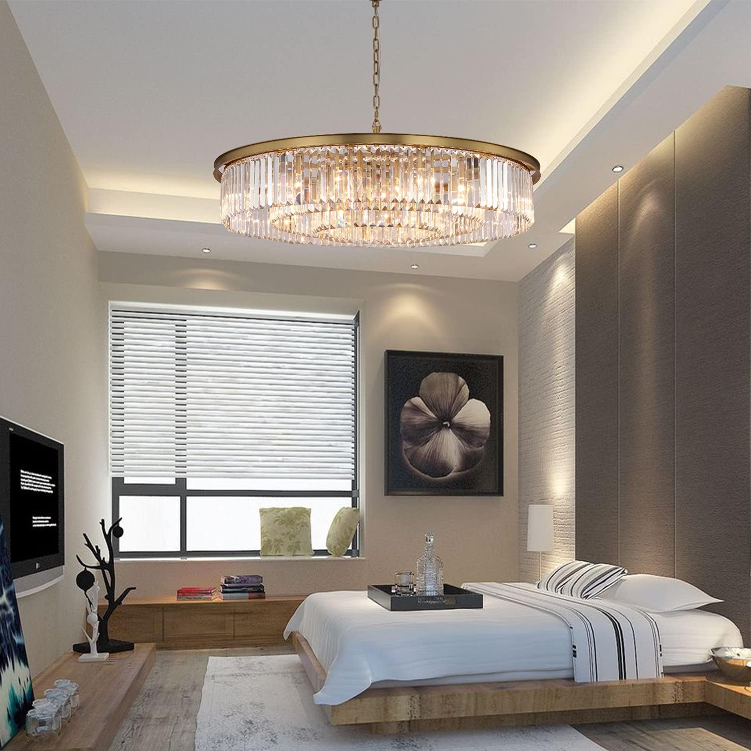 GMlixin Large Crystal Chandelier Modern Luxury Pendant Ceiling Lights Fixture thumbnail 7