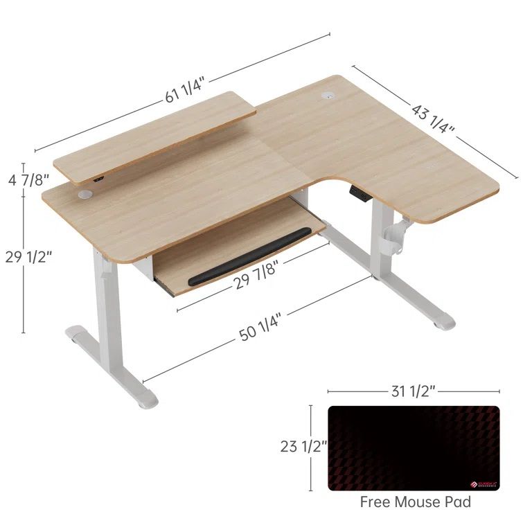 Eureka Ergonomic Corner L Shaped Standing Desk thumbnail 3