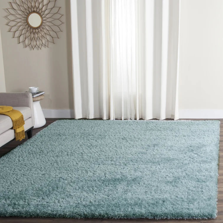 Power Loomed Polypropylene Blend Light Blue Rug 6' x 9' thumbnail 3