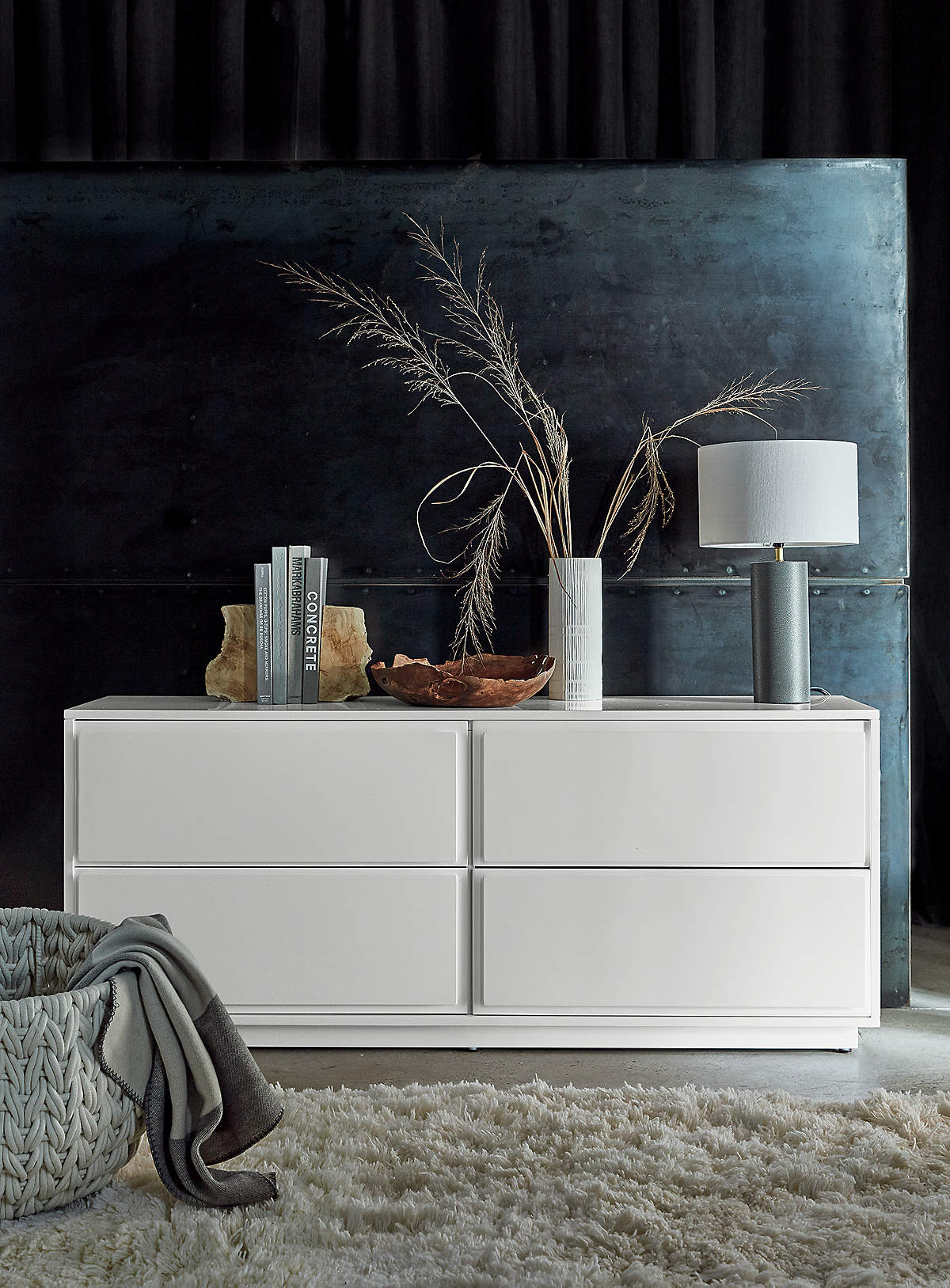 GALLERY WHITE 4-DRAWER LOW DRESSER thumbnail 4