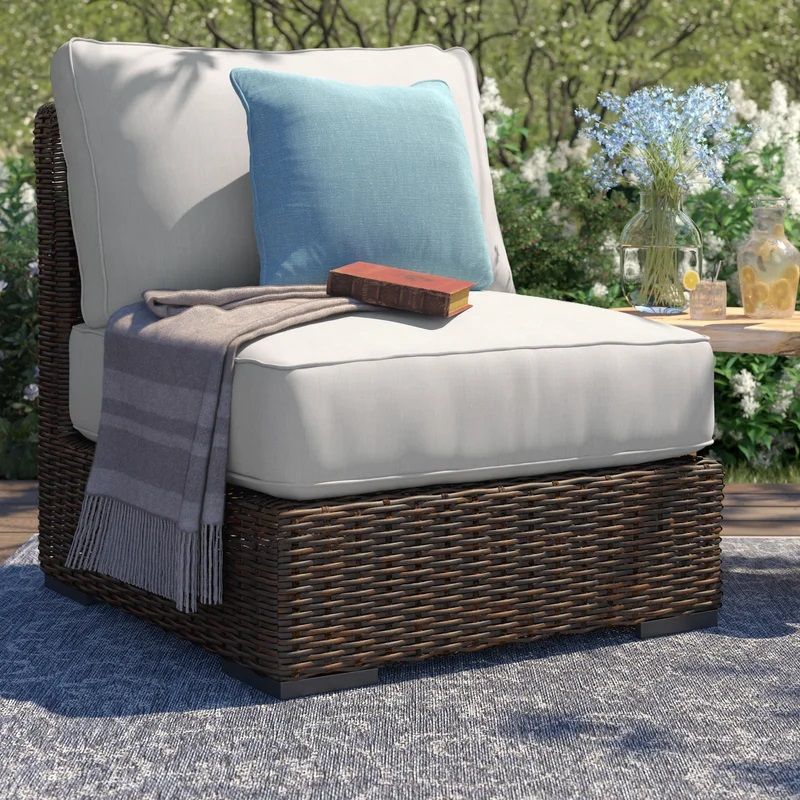 Lucey All Weather Wicker Armless Lounge Chair thumbnail 2