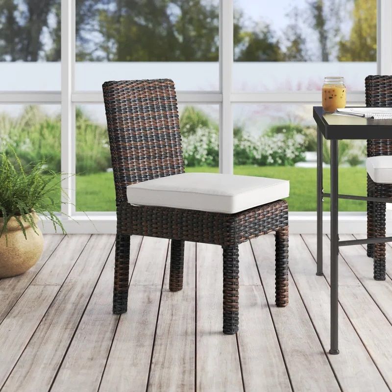 Kiona All Weather Wicker Dining Side Chair with Cushion thumbnail 2