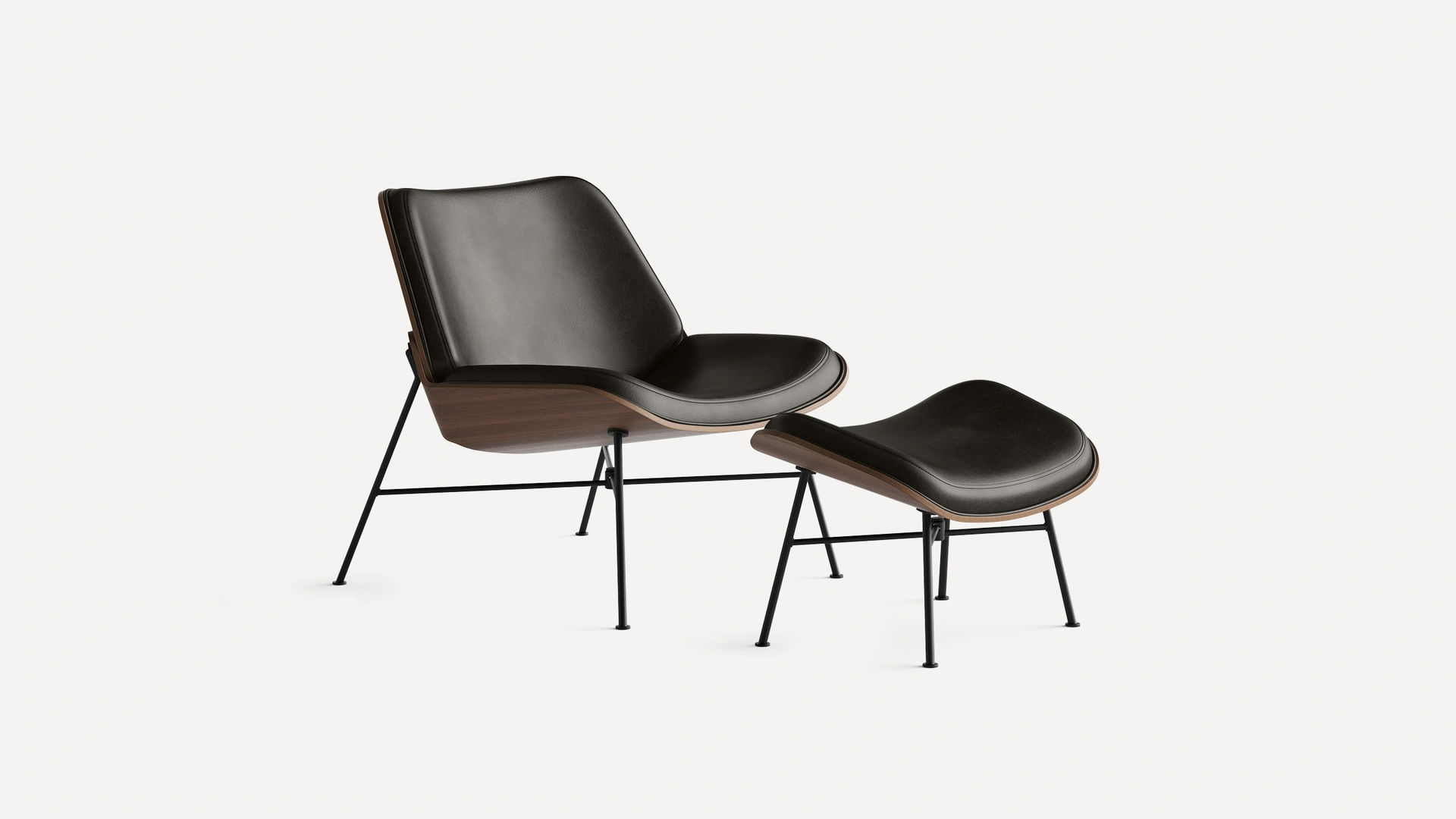 Vesper Wood & Leather Ottoman thumbnail 2