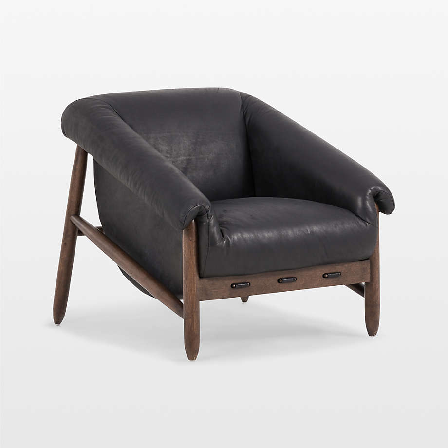 Reggie Black Leather Accent Chair thumbnail 2
