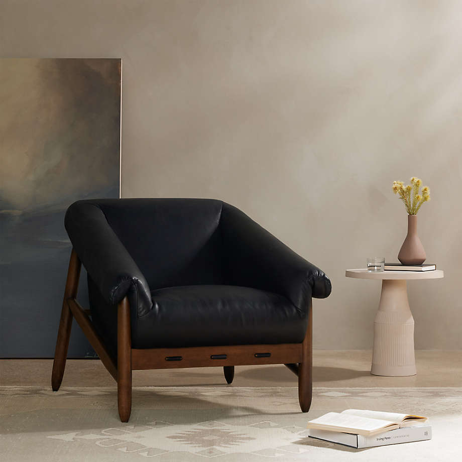 Reggie Black Leather Accent Chair thumbnail 3