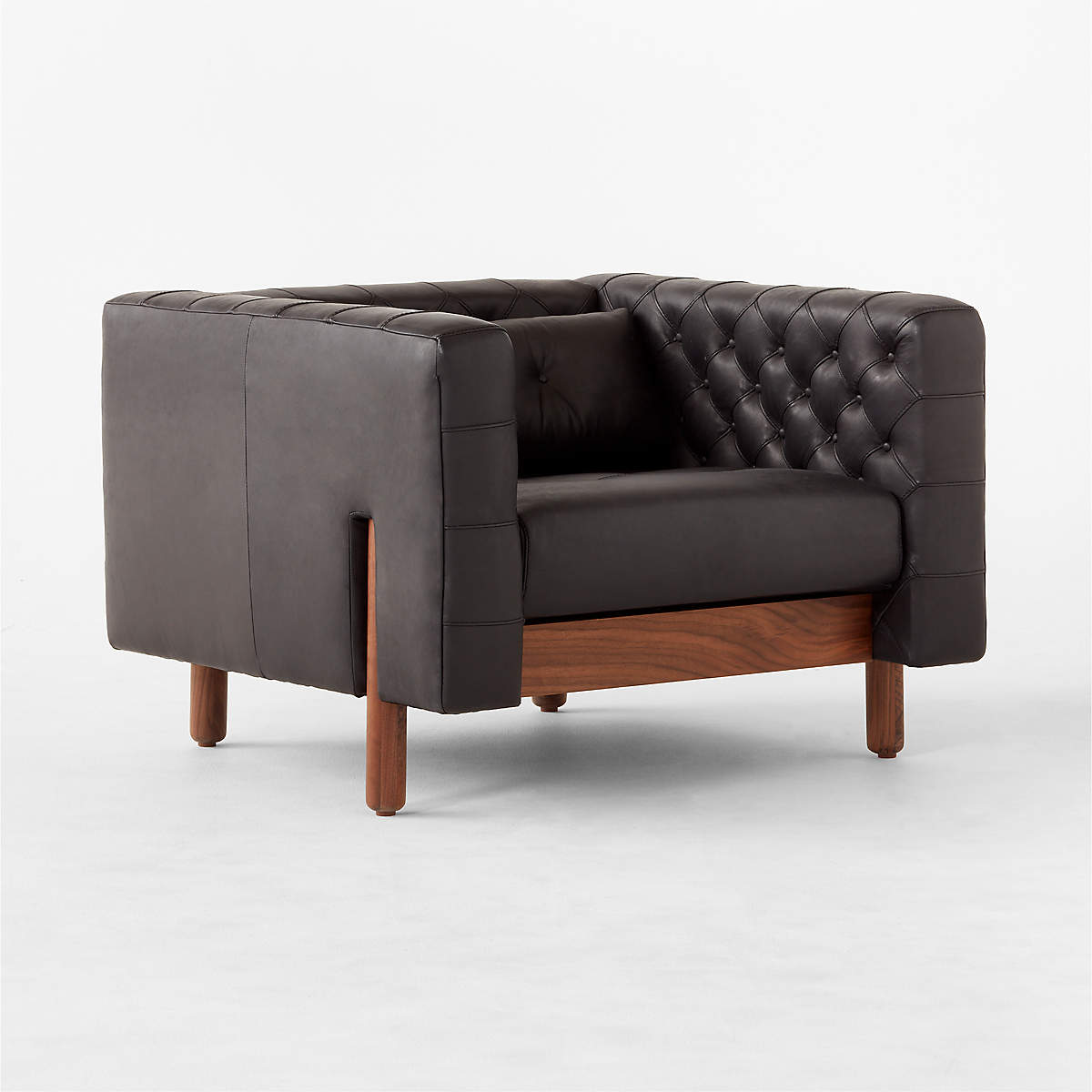 MARCONI TUFTED BLACK LEATHER ACCENT CHAIR thumbnail 3