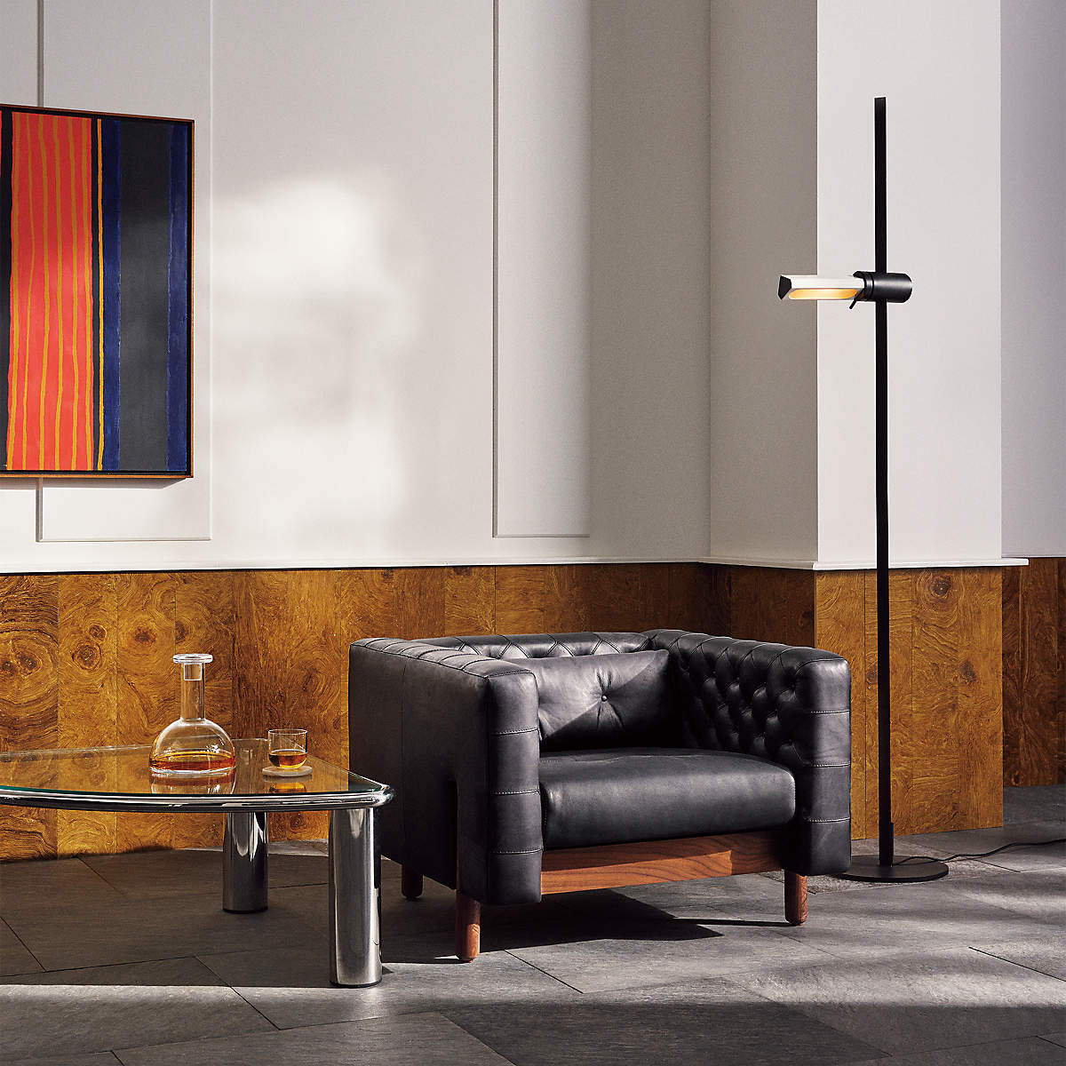 MARCONI TUFTED BLACK LEATHER ACCENT CHAIR thumbnail 5