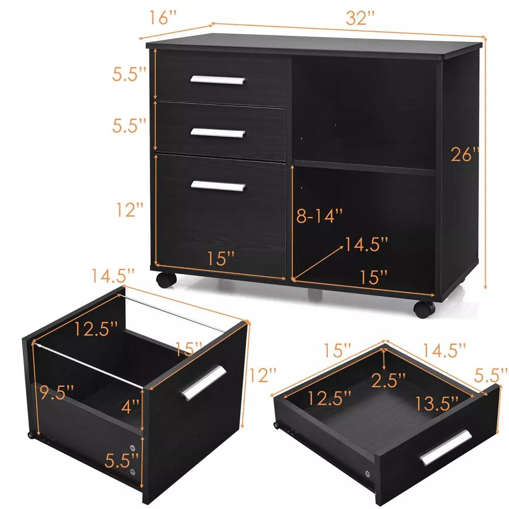 Costway 3 Drawer File Cabinet thumbnail 3