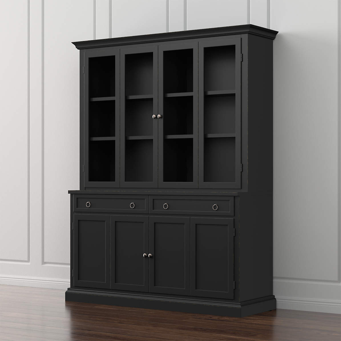 Cameo 2 Piece Bruno Black Glass Door Wall Unit thumbnail 2