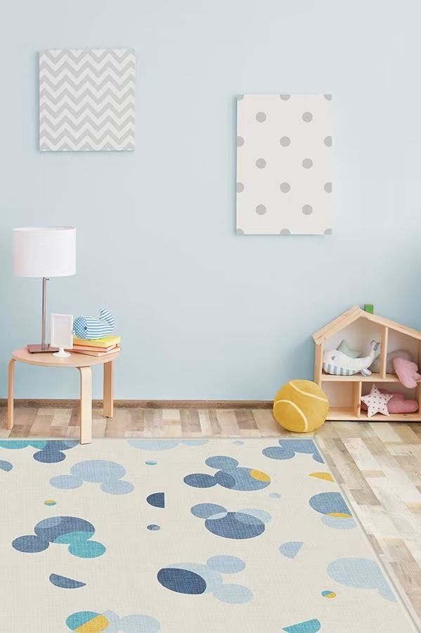 Mickey Polka Dots Slate Blue Rug 8x10 thumbnail 2