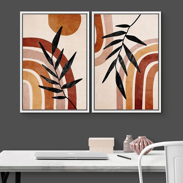 Mid-Century Orange Rainbow Forest Plant  24X32 thumbnail 2