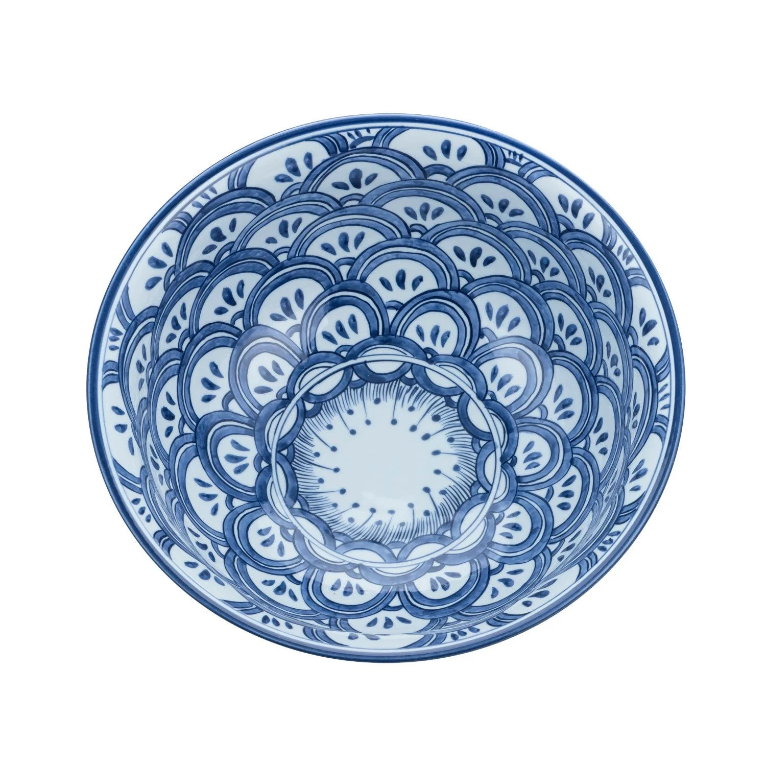Blue & White Porcelain Bowl Sea Wave thumbnail 2
