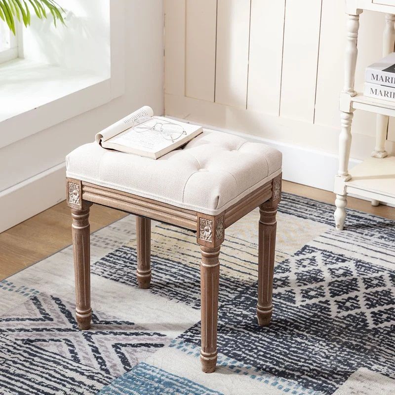 Karen 18.9'' Tall Solid Wood Vanity Stool thumbnail 2