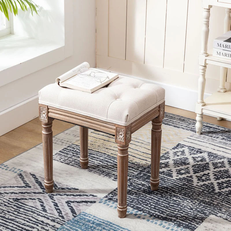 Karen 18.9'' Tall Solid Wood Vanity Stool thumbnail 3