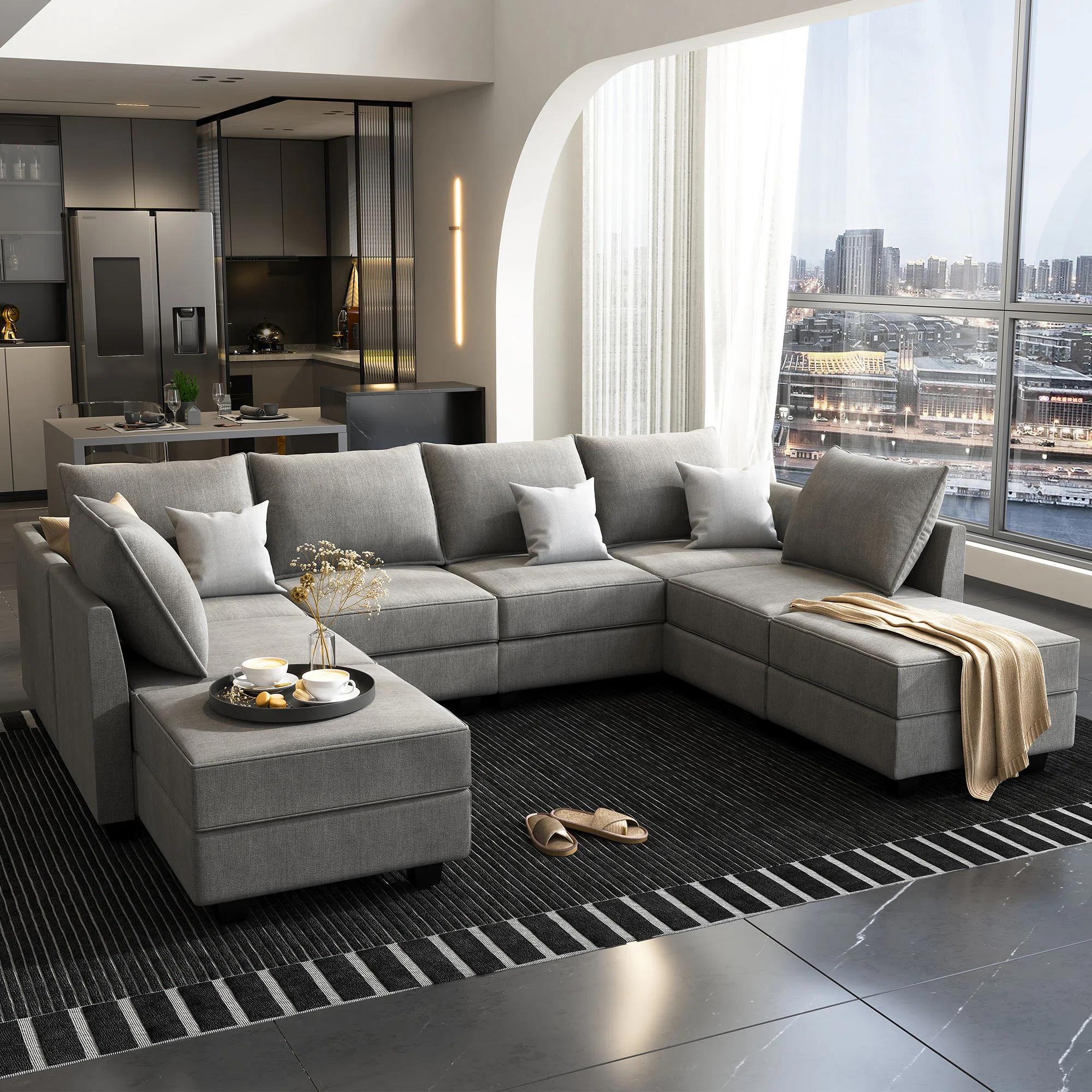 8 Piece Oversized Modular Upholstered Sectional thumbnail 2