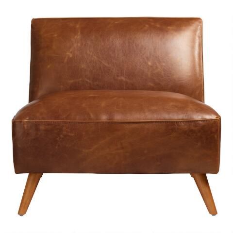 Huxley Cognac Mid Century Armless Chair thumbnail 3