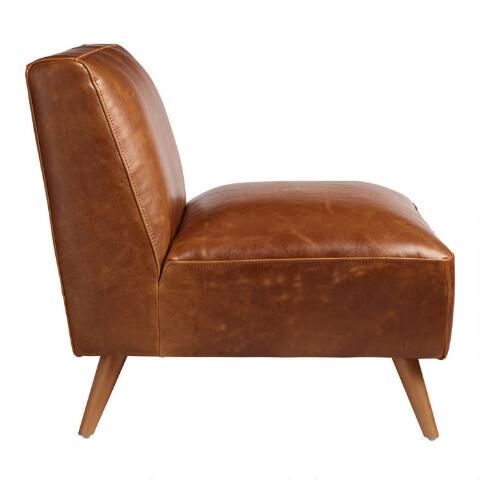 Huxley Cognac Mid Century Armless Chair thumbnail 4