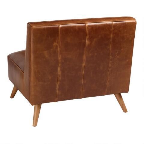 Huxley Cognac Mid Century Armless Chair thumbnail 5