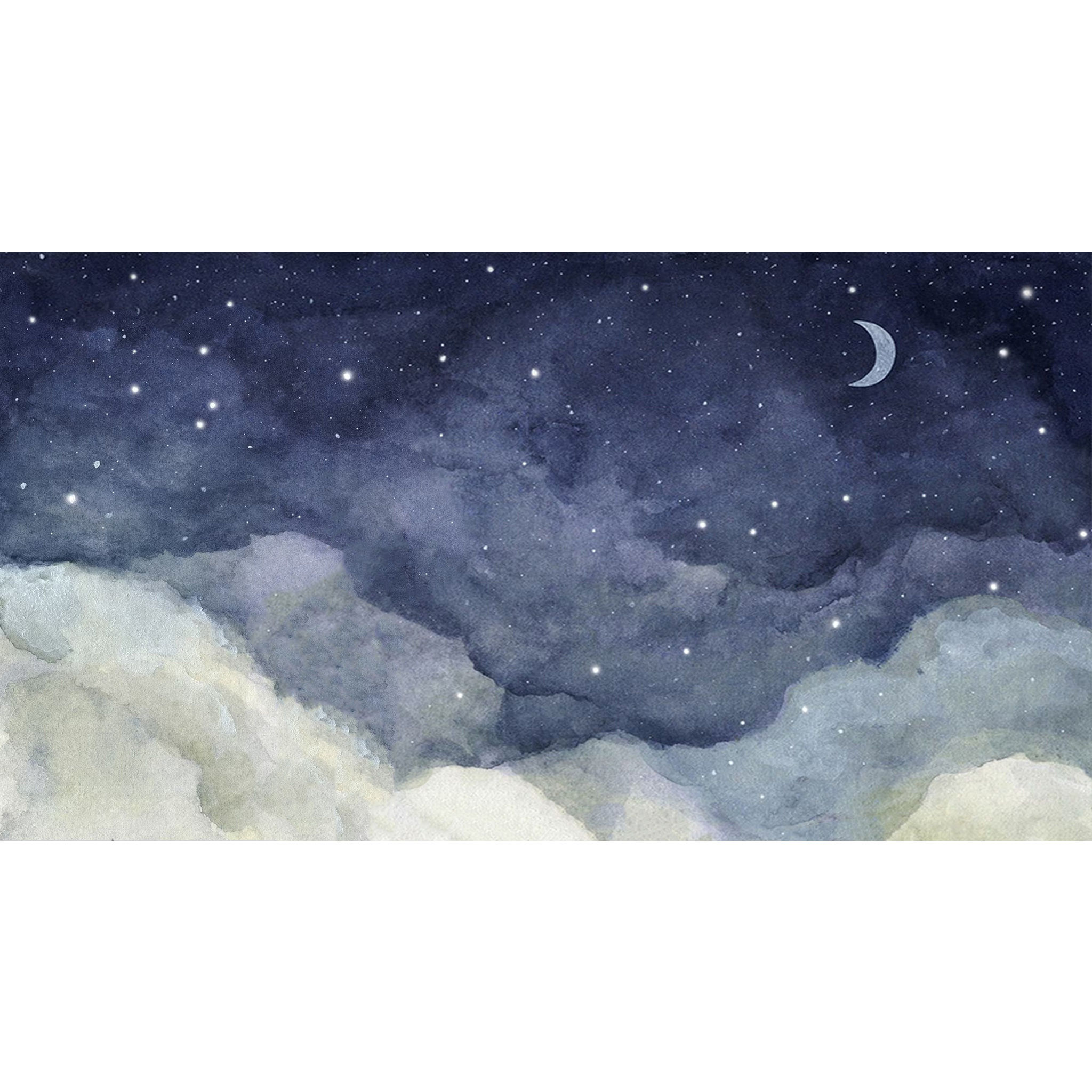 Cloudy Night Sky Wallpaper Peel Stick Moon Scape Wall Mural thumbnail 5
