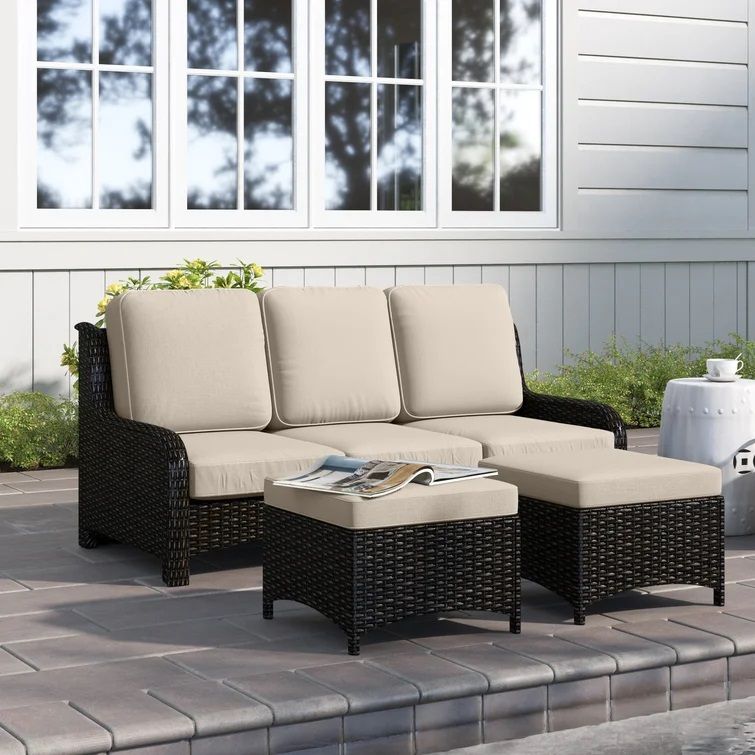 Harbin Wide Outdoor Wicker Patio Sofa thumbnail 2