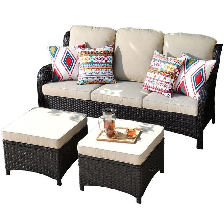 Harbin Wide Outdoor Wicker Patio Sofa thumbnail 3