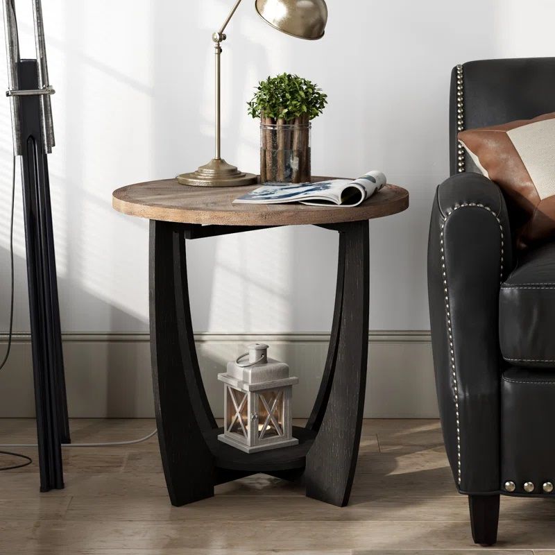 Arch Farmhouse End Table with Storage Shelf thumbnail 4