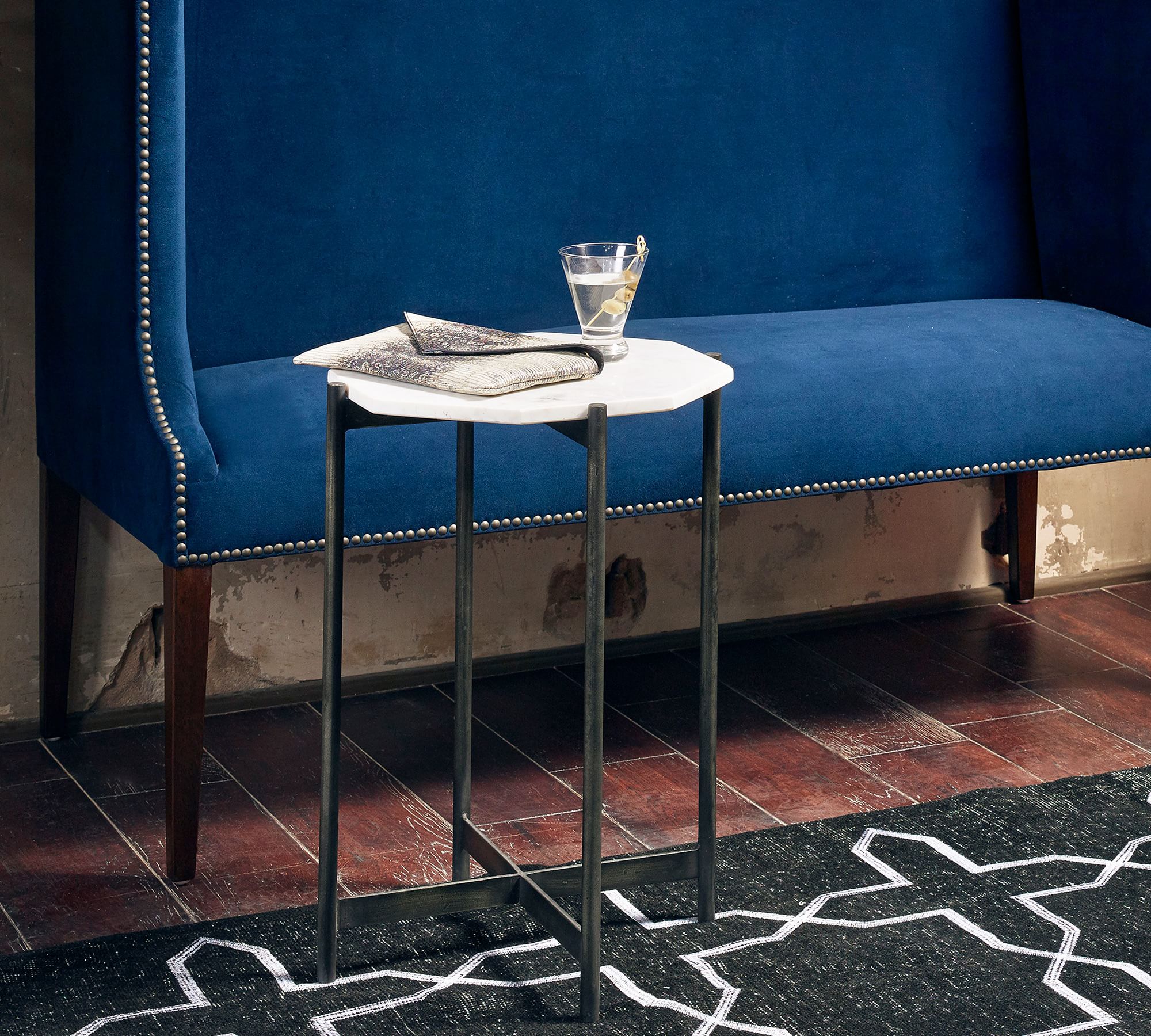 Montague Geometric Marble End Table thumbnail 2