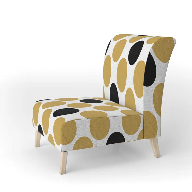 Golden Polka Dot Mid Century Upholstered Slipper Chair thumbnail 2
